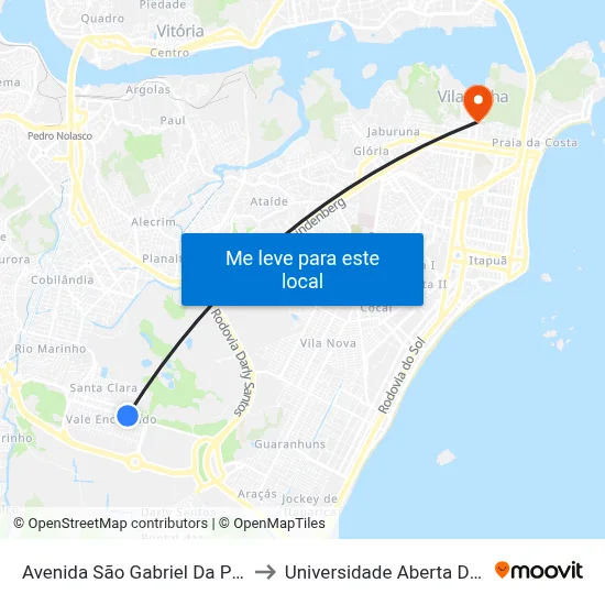 Avenida São Gabriel Da Palha, 11 to Universidade Aberta Do Brasil map