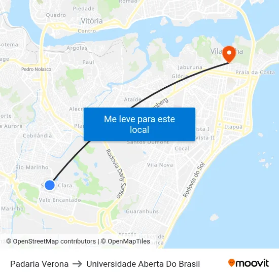 Padaria Verona to Universidade Aberta Do Brasil map