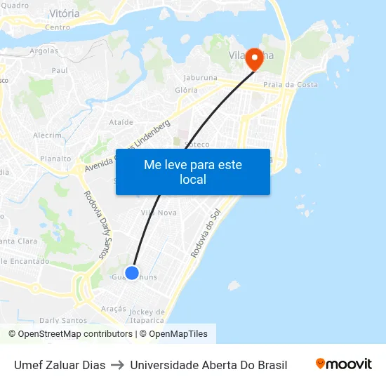 Umef Zaluar Dias to Universidade Aberta Do Brasil map