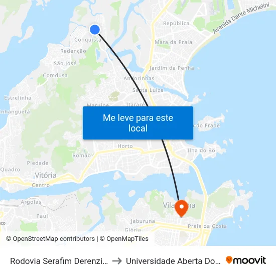 Rodovia Serafim Derenzi, 6965 to Universidade Aberta Do Brasil map