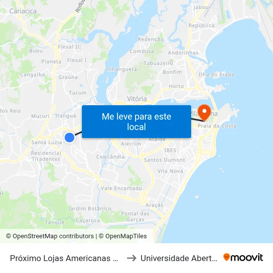 Próximo Lojas Americanas Sentido Carone to Universidade Aberta Do Brasil map