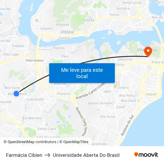Farmácia Cibien to Universidade Aberta Do Brasil map