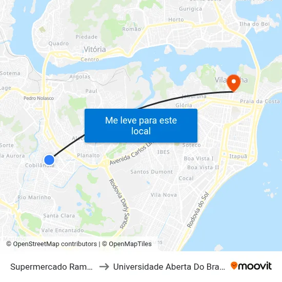 Supermercado Ramos to Universidade Aberta Do Brasil map