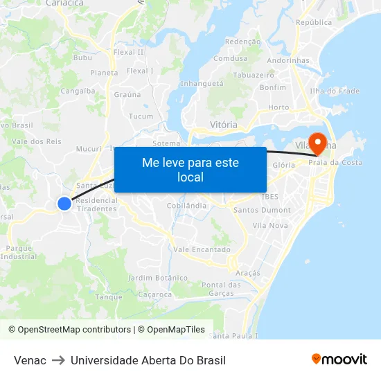 Venac to Universidade Aberta Do Brasil map
