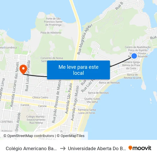 Colégio Americano Batista to Universidade Aberta Do Brasil map