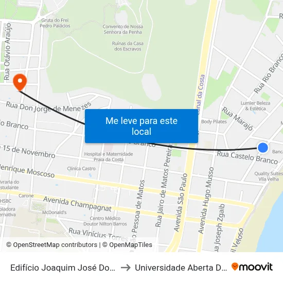 Edifício Joaquim José Dos Santos to Universidade Aberta Do Brasil map