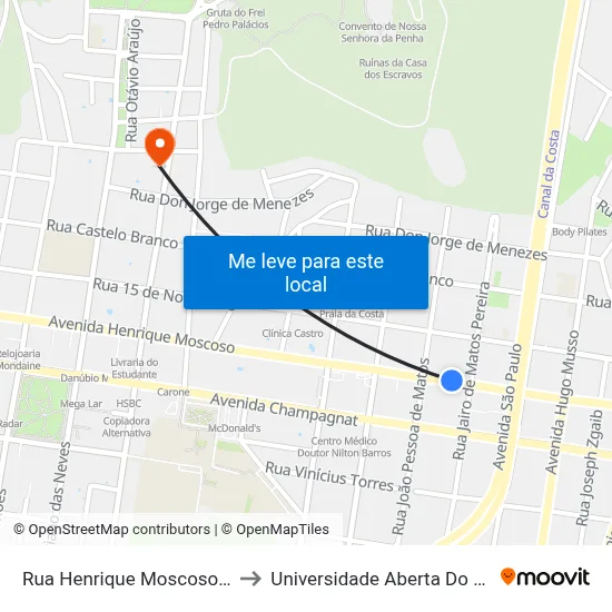 Rua Henrique Moscoso, 416 to Universidade Aberta Do Brasil map