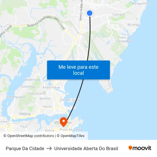 Parque Da Cidade to Universidade Aberta Do Brasil map