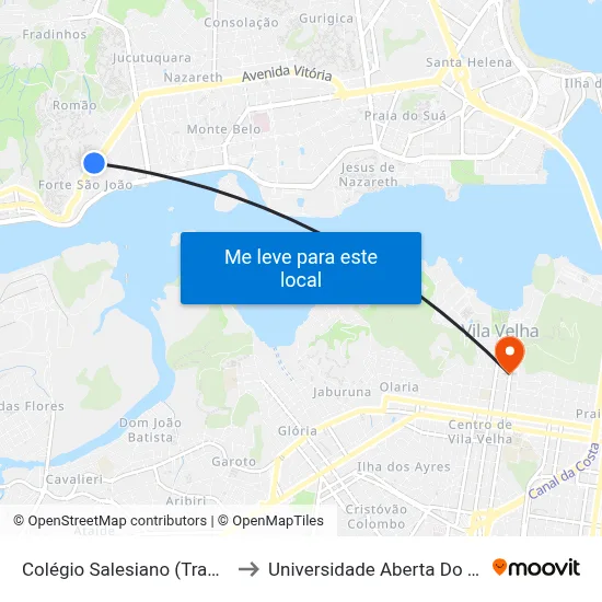 Colégio Salesiano (Transcol) to Universidade Aberta Do Brasil map