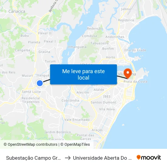Subestação Campo Grande to Universidade Aberta Do Brasil map