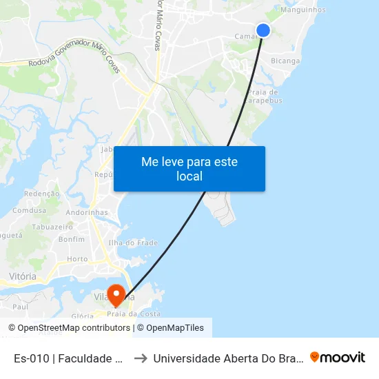 Es-010 | Faculdade Ucl to Universidade Aberta Do Brasil map
