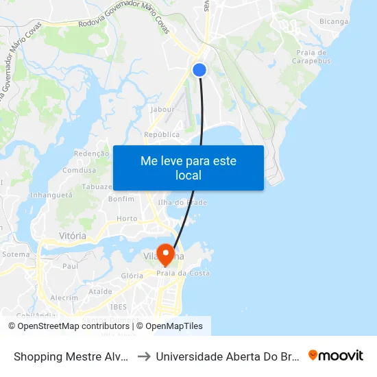 Shopping Mestre Alvaro to Universidade Aberta Do Brasil map