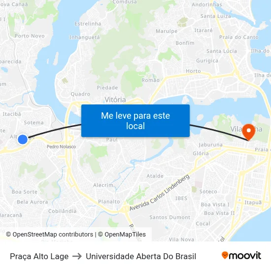 Praça Alto Lage to Universidade Aberta Do Brasil map