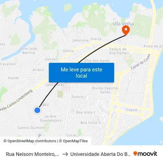 Rua Nelsom Monteiro, 176 to Universidade Aberta Do Brasil map