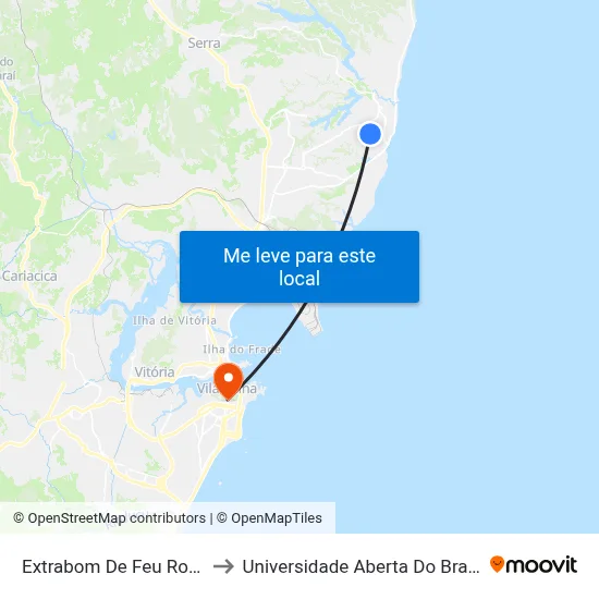 Extrabom De Feu Rosa to Universidade Aberta Do Brasil map