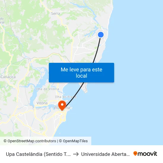 Upa Castelândia (Sentido T. Jacaraípe) to Universidade Aberta Do Brasil map