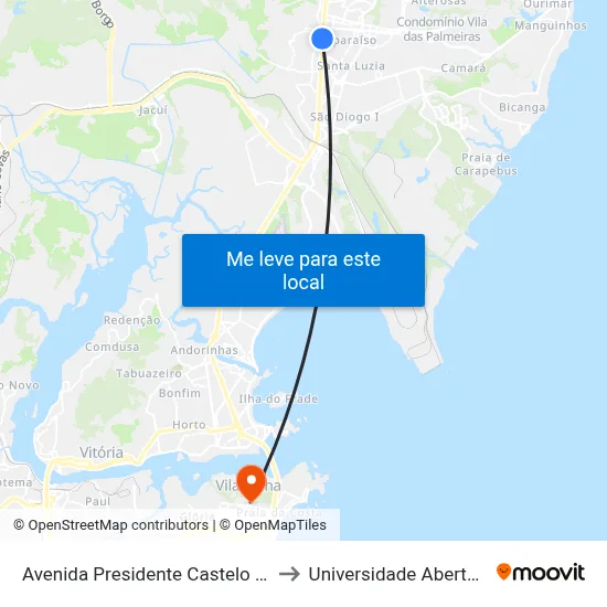 Avenida Presidente Castelo Branco, 3338 to Universidade Aberta Do Brasil map