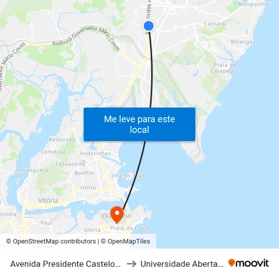 Avenida Presidente Castelo Branco, 443 to Universidade Aberta Do Brasil map