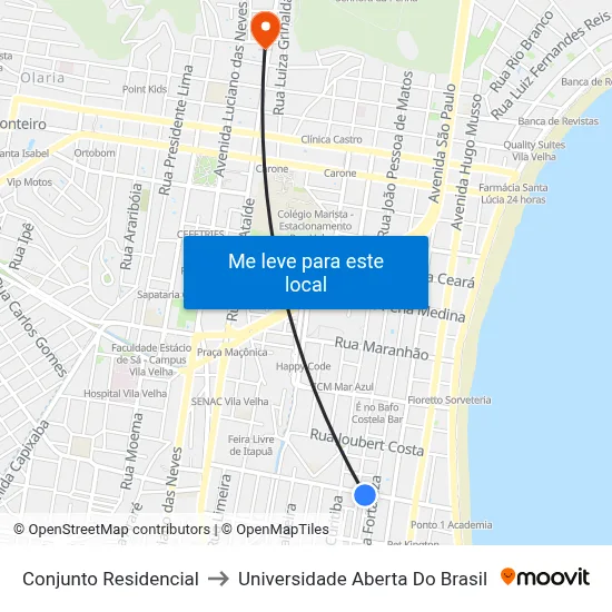 Conjunto Residencial to Universidade Aberta Do Brasil map
