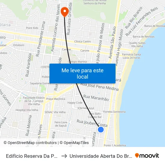Edifício Reserva Da Praia to Universidade Aberta Do Brasil map
