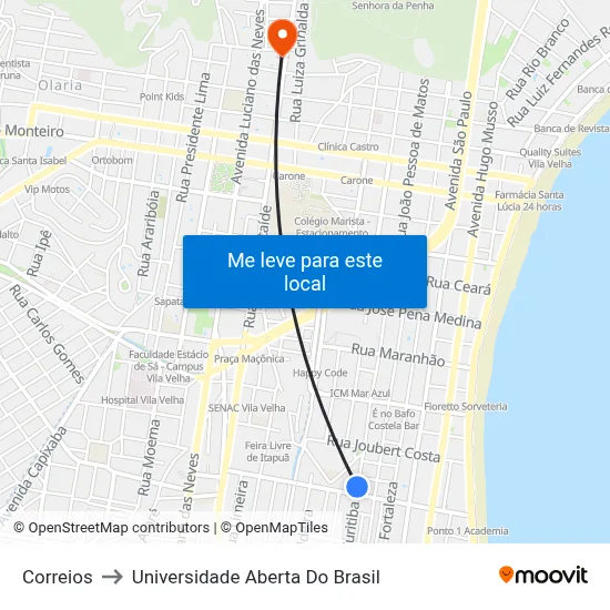 Correios to Universidade Aberta Do Brasil map