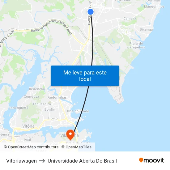 Vitoriawagen to Universidade Aberta Do Brasil map