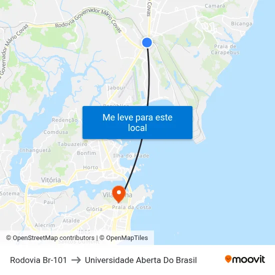 Rodovia Br-101 to Universidade Aberta Do Brasil map