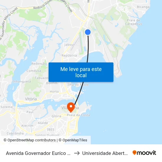 Avenida Governador Euríco Rezende, 261 to Universidade Aberta Do Brasil map