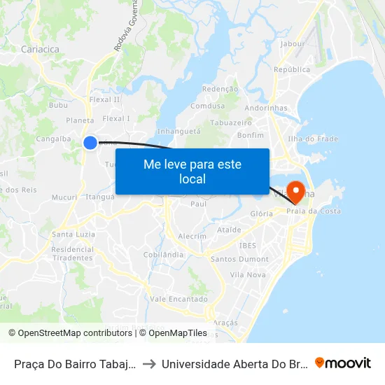 Praça Do Bairro Tabajara to Universidade Aberta Do Brasil map