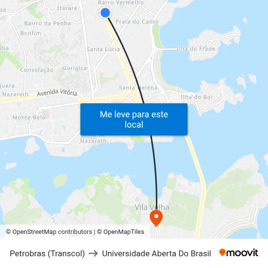 Petrobras (Transcol) to Universidade Aberta Do Brasil map