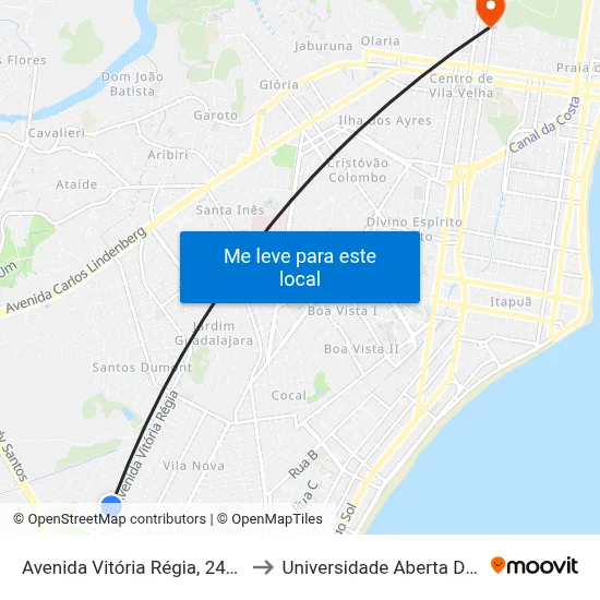 Avenida Vitória Régia, 2462-2516 to Universidade Aberta Do Brasil map