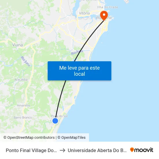 Ponto Final Village Do Sol to Universidade Aberta Do Brasil map