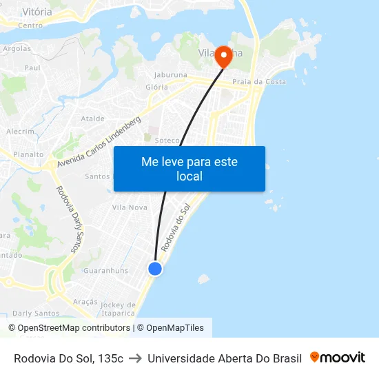 Rodovia Do Sol, 135c to Universidade Aberta Do Brasil map
