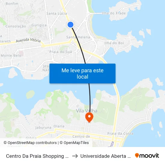 Centro Da Praia Shopping (Transcol) to Universidade Aberta Do Brasil map