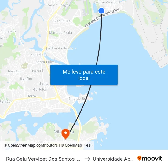 Rua Gelu Vervloet Dos Santos, 2804 - Jardim Camburi to Universidade Aberta Do Brasil map