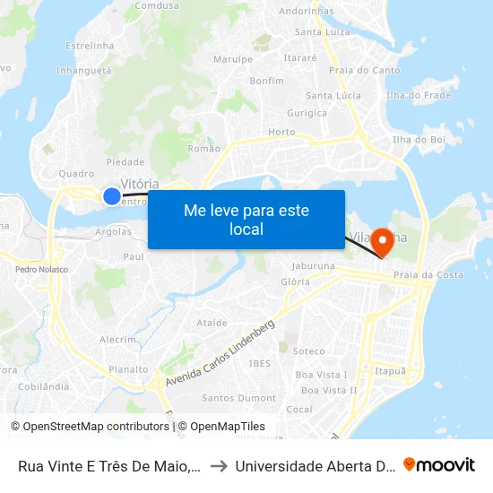 Rua Vinte E Três De Maio, 224-346 to Universidade Aberta Do Brasil map