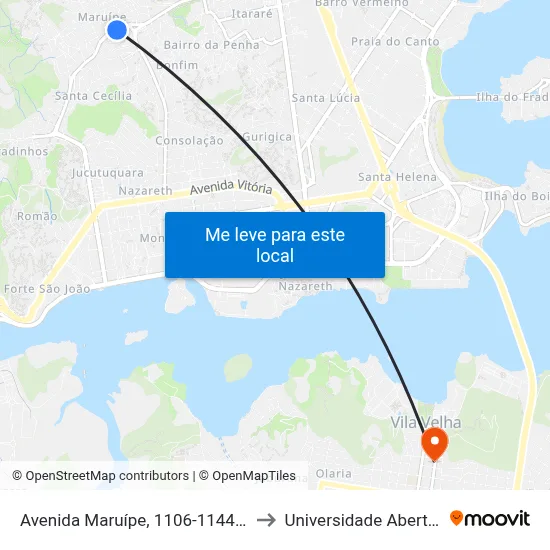 Avenida Maruípe, 1106-1144 - Santa Cecília to Universidade Aberta Do Brasil map