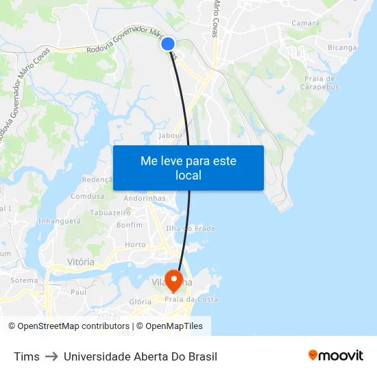 Tims to Universidade Aberta Do Brasil map