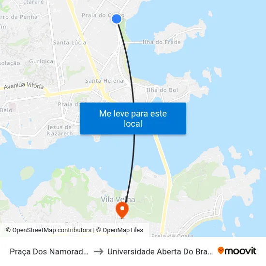 Praça Dos Namorados to Universidade Aberta Do Brasil map