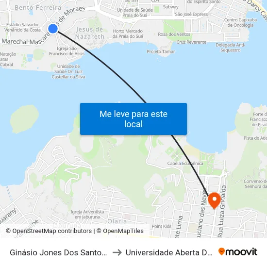Ginásio Jones Dos Santos Neves to Universidade Aberta Do Brasil map