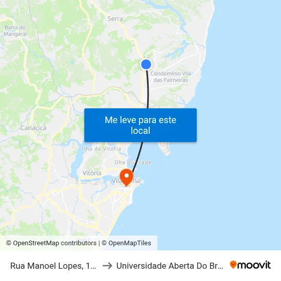 Rua Manoel Lopes, 1-11 to Universidade Aberta Do Brasil map