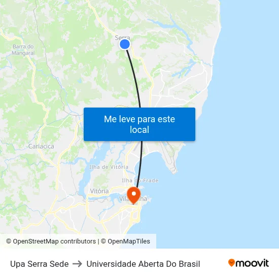 Upa Serra Sede to Universidade Aberta Do Brasil map