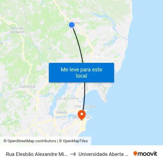 Rua Elesbão Alexandre Miranda, 23 to Universidade Aberta Do Brasil map