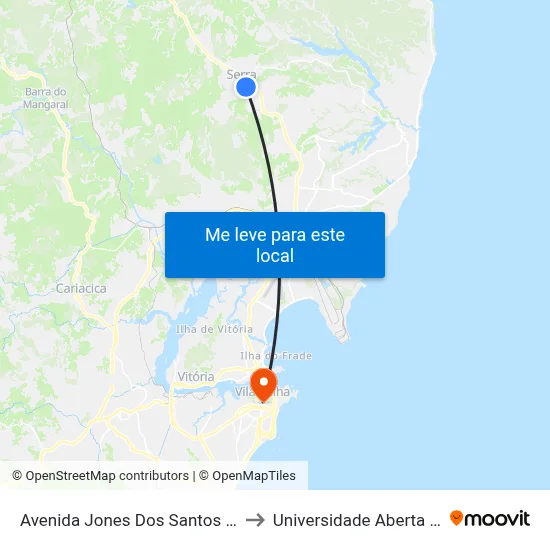 Avenida Jones Dos Santos Neves, 397 to Universidade Aberta Do Brasil map