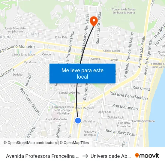 Avenida Professora Francelina Carneiro Setúbal, 296 to Universidade Aberta Do Brasil map