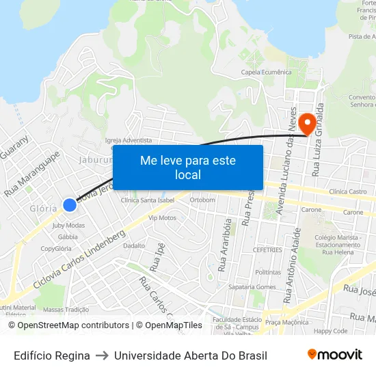 Edifício Regina to Universidade Aberta Do Brasil map