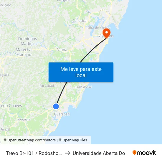 Trevo Br-101 / Rodoshopping to Universidade Aberta Do Brasil map