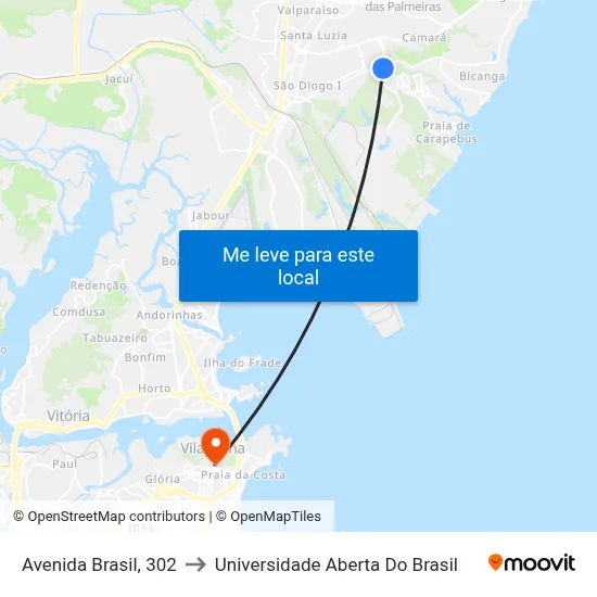 Avenida Brasil, 302 to Universidade Aberta Do Brasil map