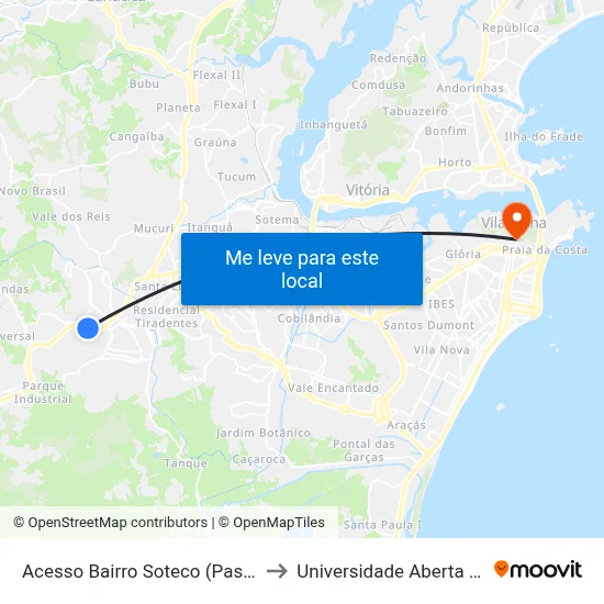 Acesso Bairro Soteco (Passarela) Sul to Universidade Aberta Do Brasil map
