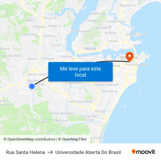 Rua Santa Helena to Universidade Aberta Do Brasil map